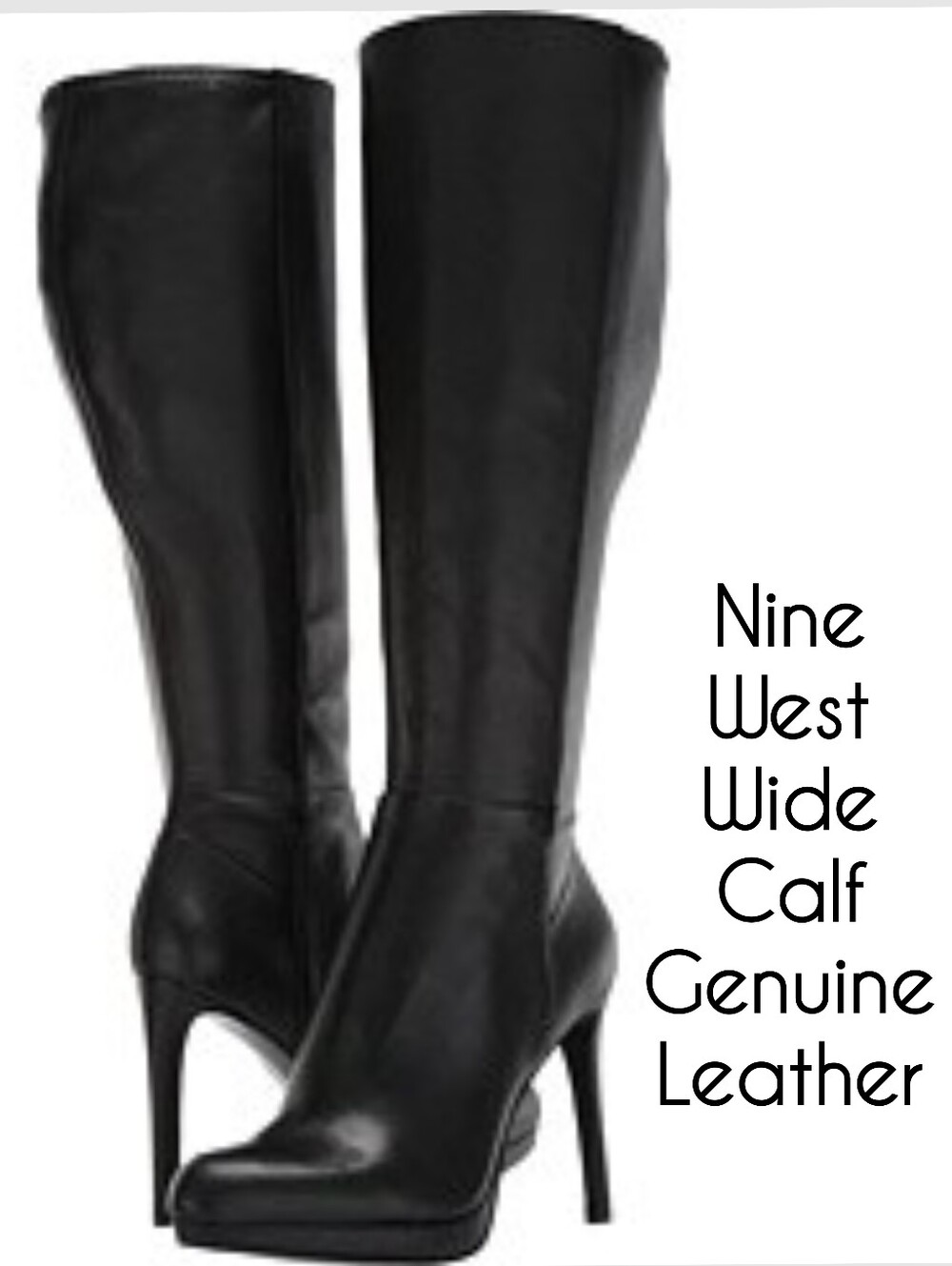 Nine West Wide Calf Leather Boots Sz 11 New In Box Stiletto High Heel Knee Boots